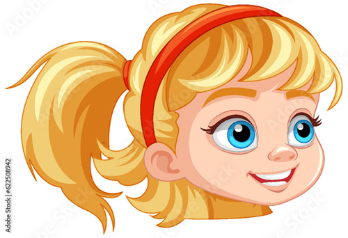 Cute blonde girl head with blue eyes