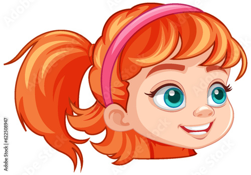Girl with red hair face cartoon