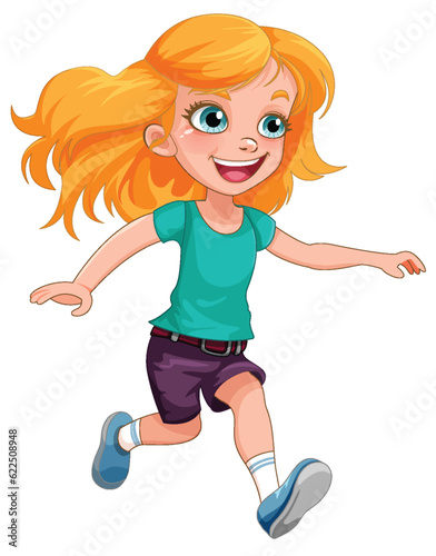 Cute Girl Running Cartoon Character