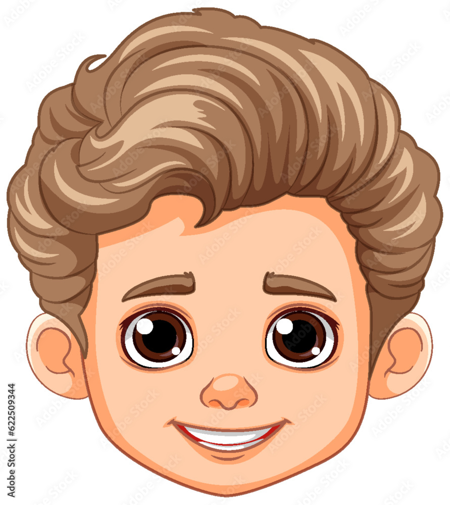 Boy Head with Brown Hair and Brown Eyes Boy Head with Brown Hair and Brown Eyes