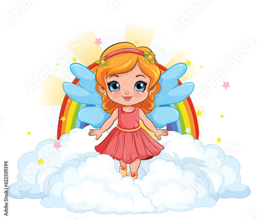 Fairy Girl Standing on Cloud