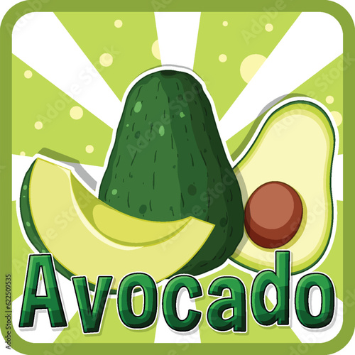 Avocado fruit on green background