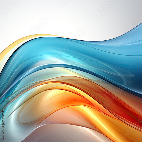 light blue gradient abstract wallpaper yellow swan with transparent glowing glass texture curve shape created with Generative AI Technology 