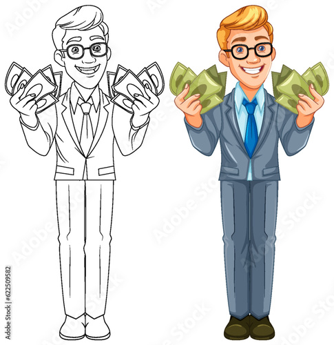 Youth business man holding money