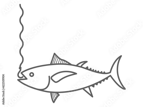 icon illustration of a tuna swallowing a fishing hook