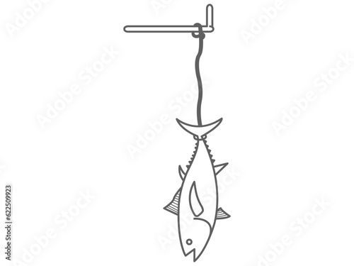 hanging tuna fish illustration icon