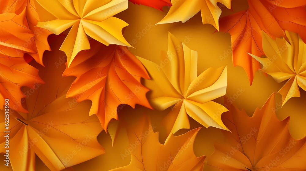 Hello autumn 3D minimal background with autumn yellow. Hello autumn 3D minimal background with autumn yellow.