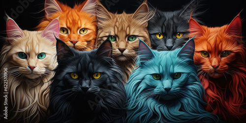 Abstract hypnotic illusion of cats,ai generative.