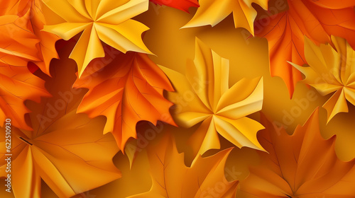 Hello autumn 3D minimal background with autumn yellow.