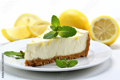 a piece of cake with lemon topping on the table