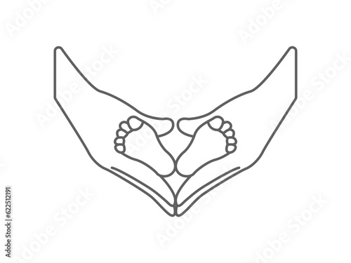 mother holding baby's feet icon, world midwife day icon