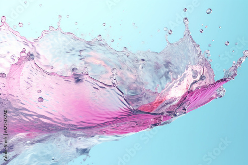 Obraz na płótnie Purple budgy water splash, purple water splashes on neon blue light background w