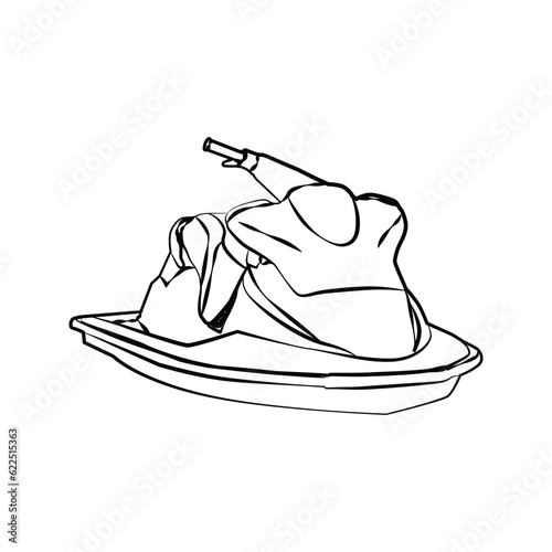 Hand drawn jet ski or water sport design illustration vector