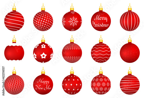 15 Red Christmas balls
