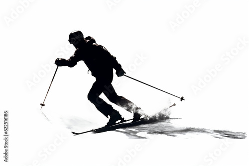 illustration of a man skiing in the mountains