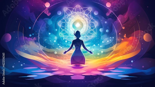 Psychic waves experimentation, psychedelia, and bold mental, emotional, and spiritual journey, journey into wellness with psychic waves, Generative AI illustration
