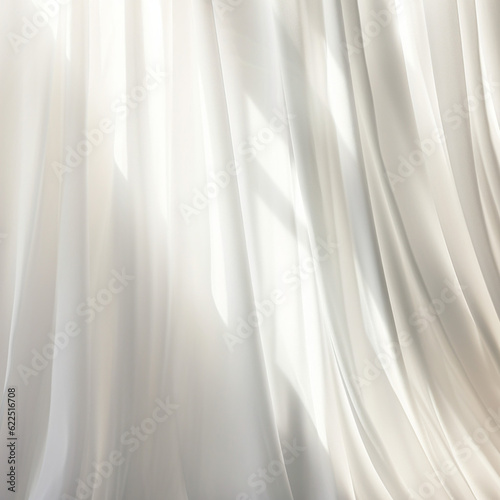 White curtain background texture on window with Generative Ai. Empty room interior.