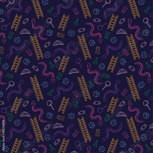 Seamless Snakes and Ladders Game Night Pattern
