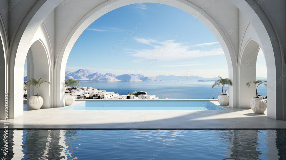 Fototapeta premium 海の見える大理石の部屋