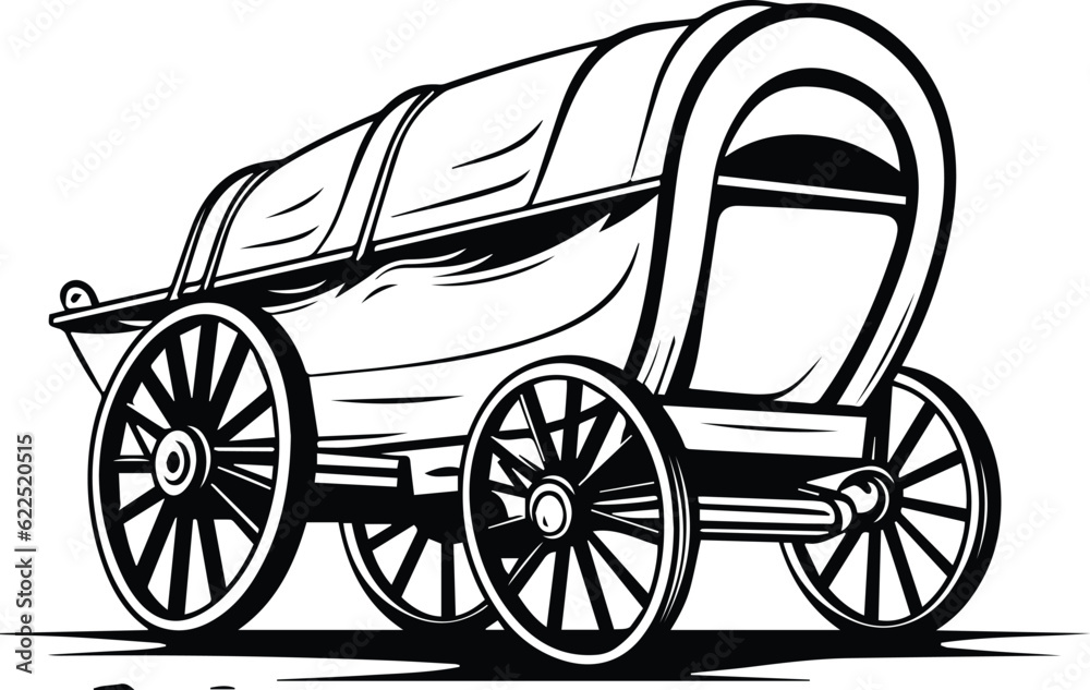 Covered Wagon Logo Monochrome Design Style