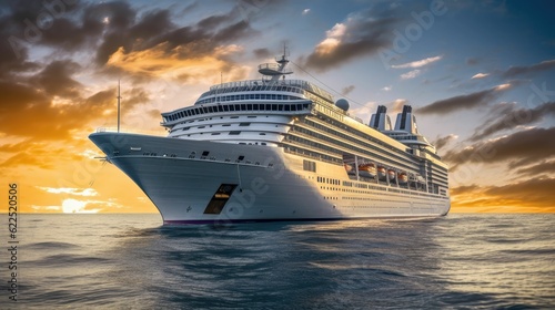 view large cruise ship at sea
