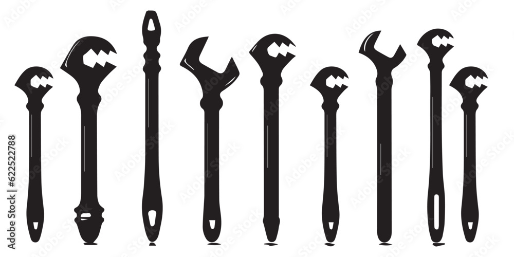 Silhouette Wrench Tools vector collection Silhouette Wrench Tools vector collection