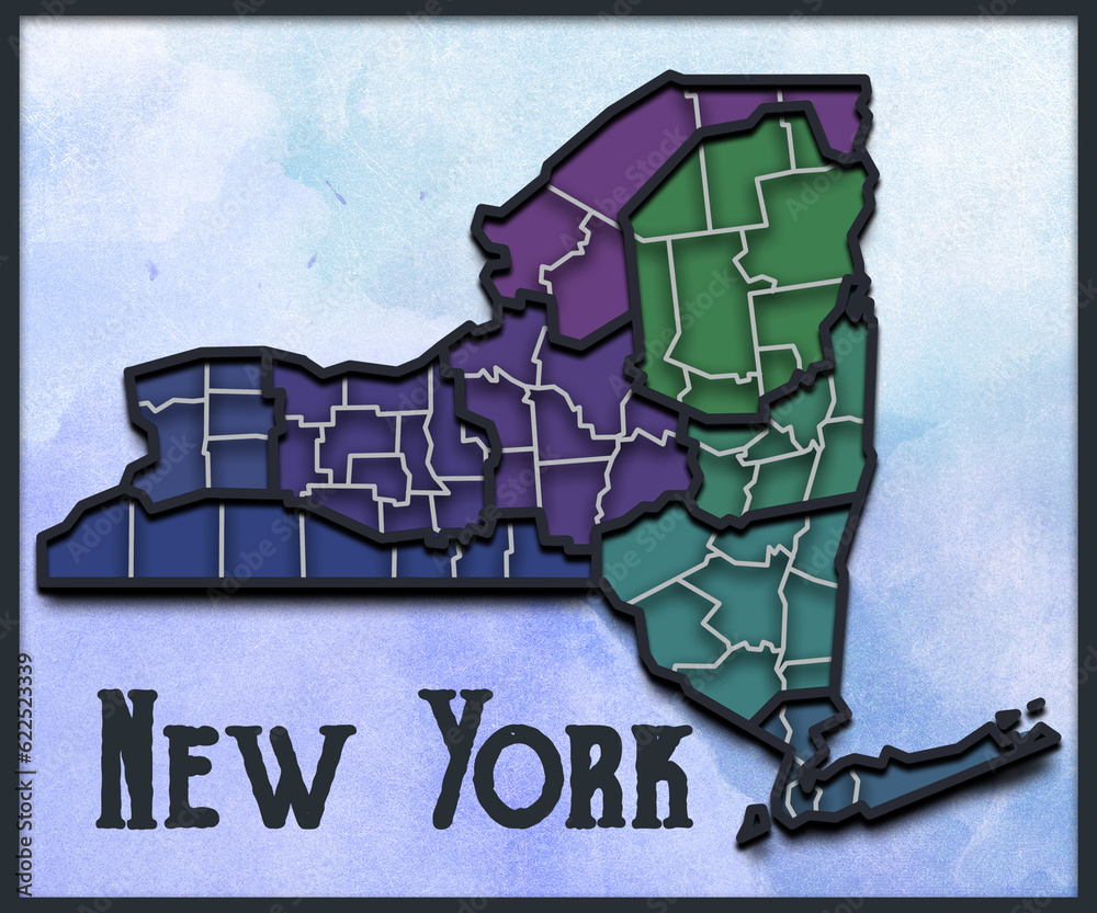 Map of New York State Counties Illustration, NY City of Unites States of America Map of New York State Counties Illustration, NY City of Unites States of America