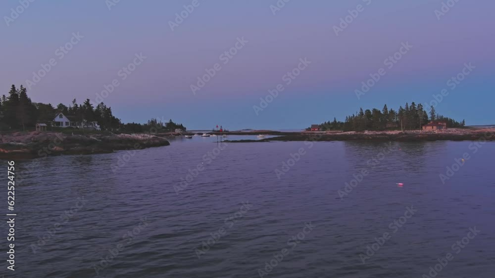 Beautiful scenic aerial off Southport Maine at Blue Hour Beautiful scenic aerial off Southport Maine at Blue Hour