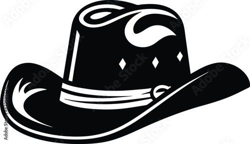 Billede på lærred Cowboy Hat Logo Monochrome Design Style