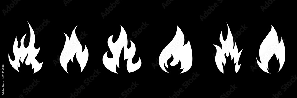 Fire icon collection. Fire flame symbol. Bonfire silhouette logotype. Flames symbols set flat style - stock vector. Vector illustration Fire icon collection. Fire flame symbol. Bonfire silhouette logotype. Flames symbols set flat style - stock vector. Vector illustration