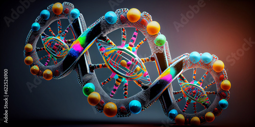 Three-dimensional image of DNA helices or chromosomes. Generative AI