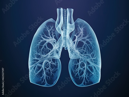 Human lungs 3D illustration. Generative AI.