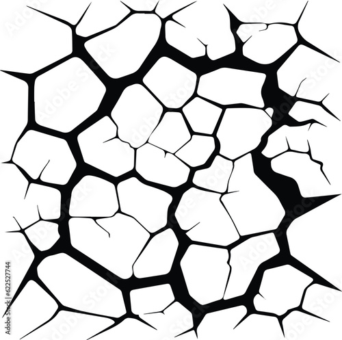 Cracked Volcano Floor Logo Monochrome Design Style