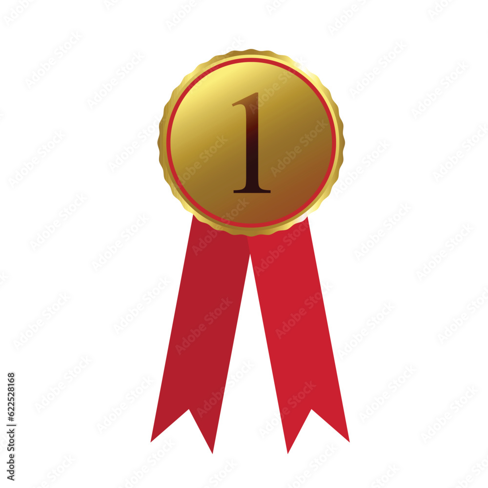 Ribbon Awards First Place. Vector illustration.