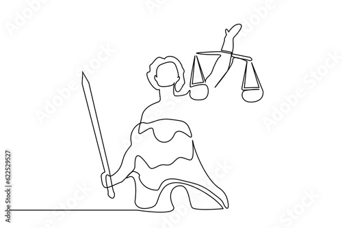 scales of justice woman sword sculpture sign line art
