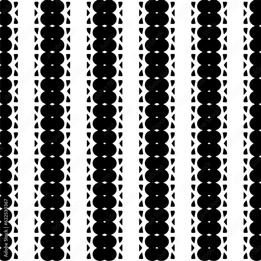 Vector pattern in geometric ornamental style. Black and white color.Seamless repeat pattern.Simple geo all over print block for apparel textile, ladies dress, fashion garment, digital wall paper.