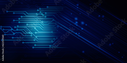 2d illustration Abstract futuristic electronic circuit technology background