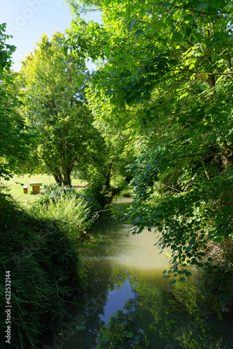  Rimarde river in Estouy village. Centre-Val-De-Loire region