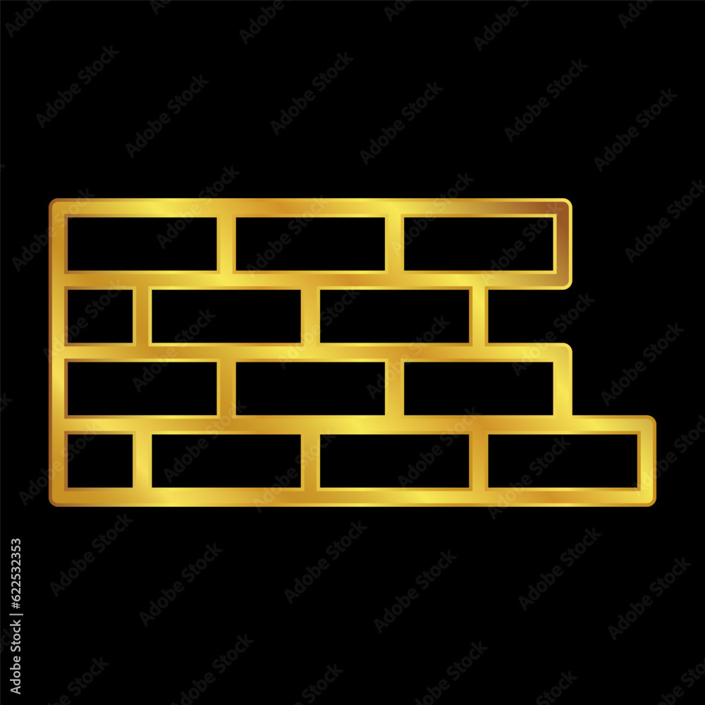 gold colored wall icon, firewall icon gold colored wall icon, firewall icon