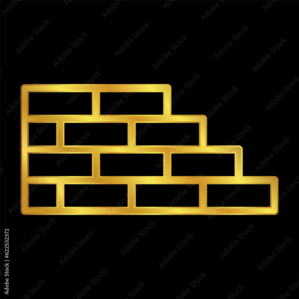 gold colored wall icon, firewall icon gold colored wall icon, firewall icon