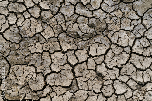 Texture of the dried earth with clay and sand, close-up