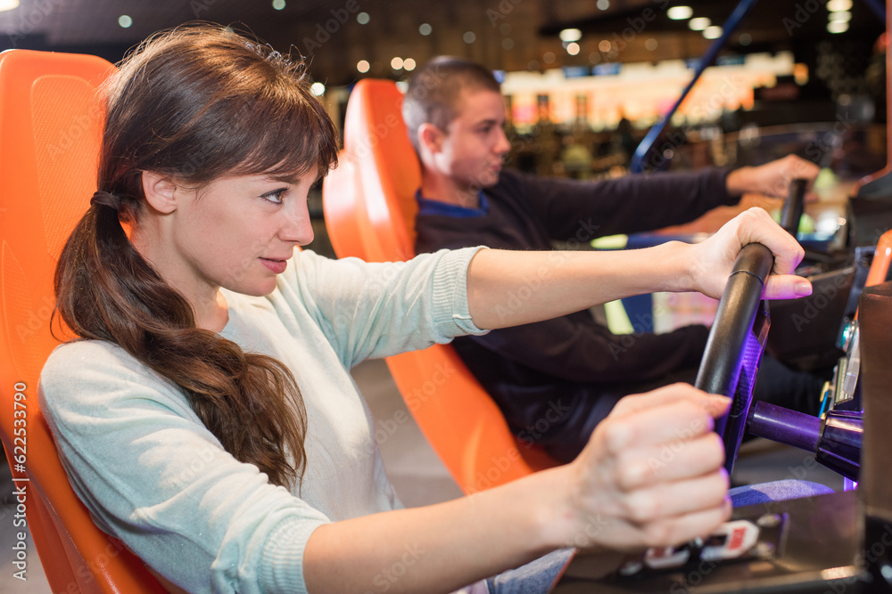 a woman during driving simulator