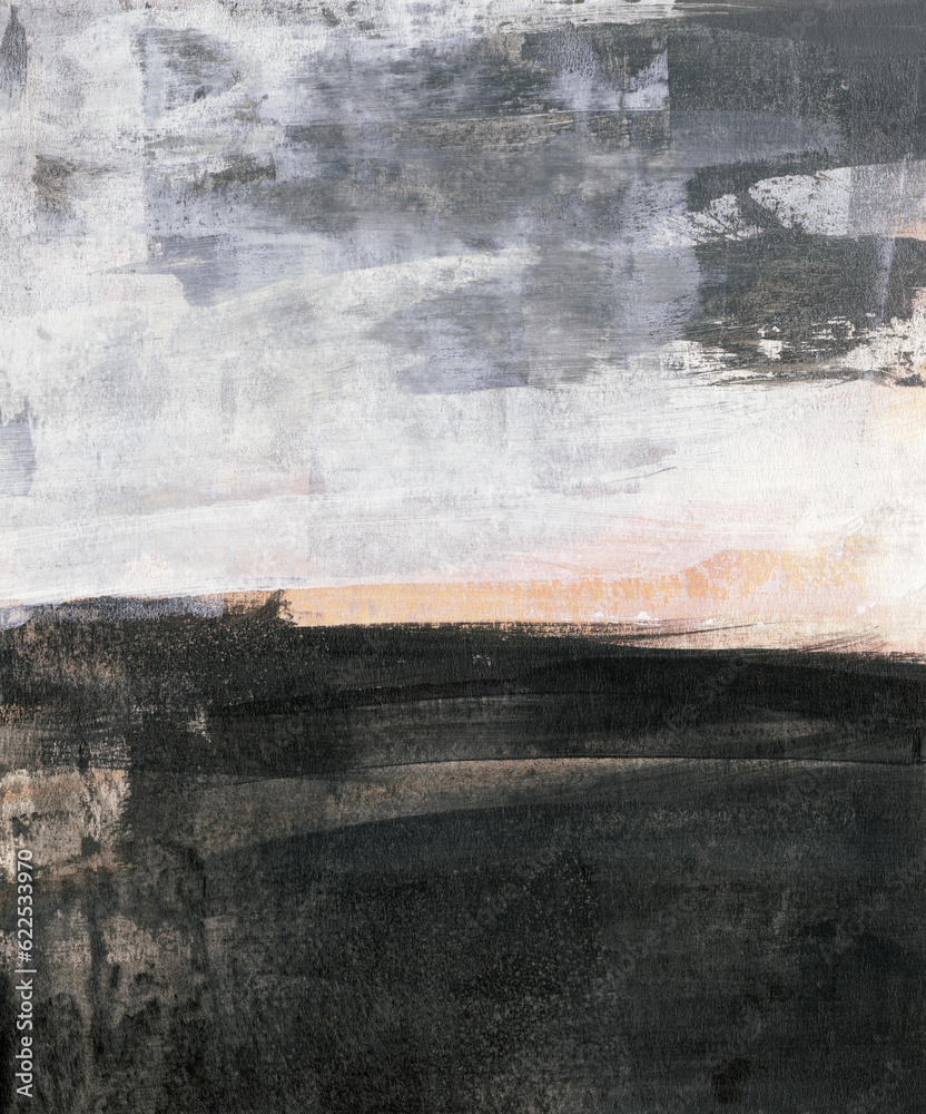 Fototapeta premium Abstract minimalist landscape. Versatile artistic image for creative design projects: posters, banners, cards, websites, prints and wallpapers. Artist-made art, no ai.