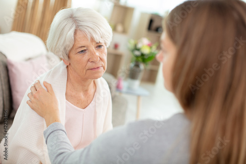Wallpaper Mural grown up daughter soothe aged mother feel empathy Torontodigital.ca