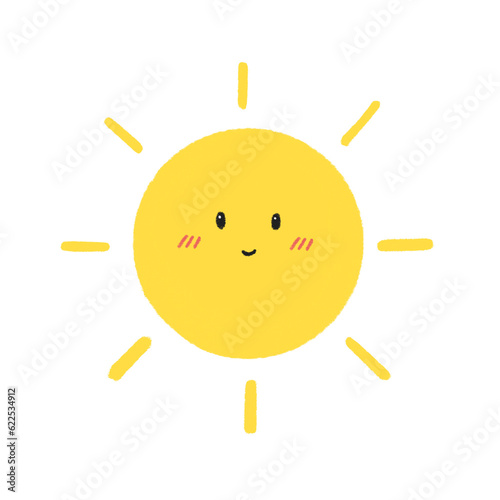 Cute sun smile hand drawn