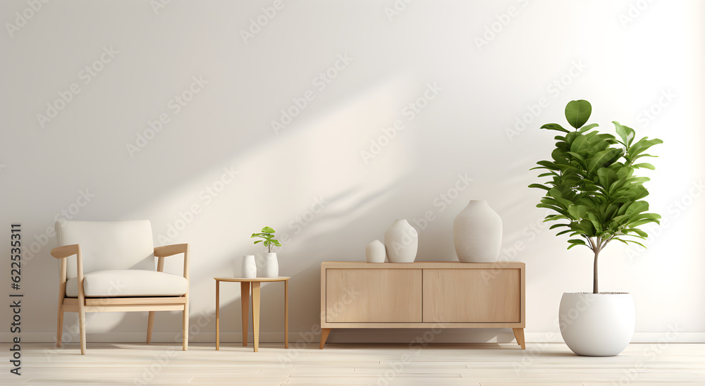 Mockup white wall background Modern living room decor with a tv cabinet and plants mock up Mockup white wall background Modern living room decor with a tv cabinet and plants mock up