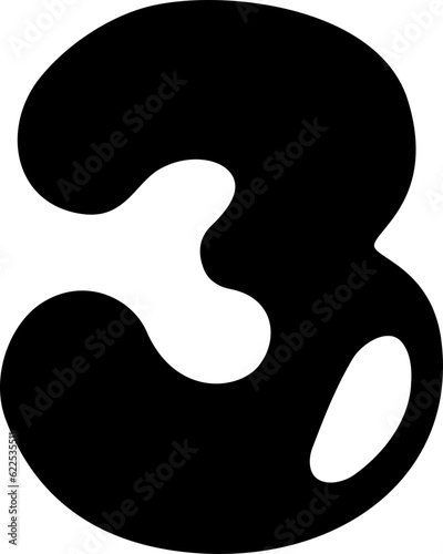 Cute Calligraphy Numbers 3 Vector Design