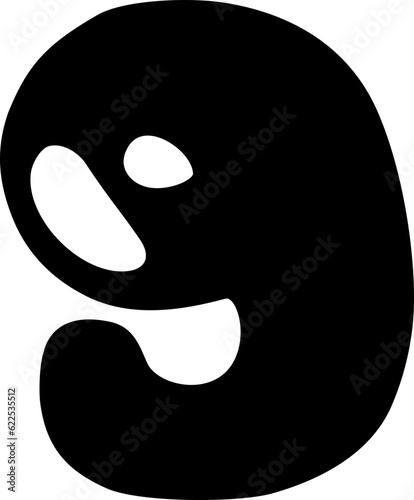 Cute Calligraphy Numbers 9 Vector Design