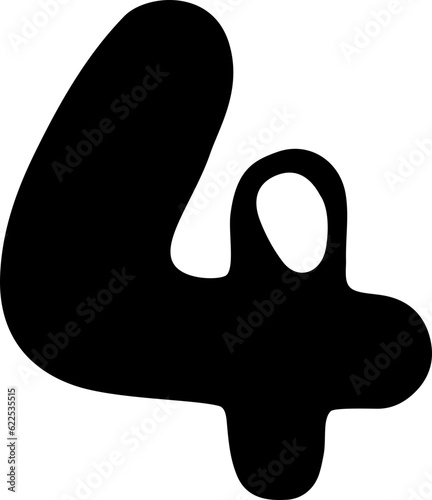 Cute Calligraphy Numbers 4 Vector Design