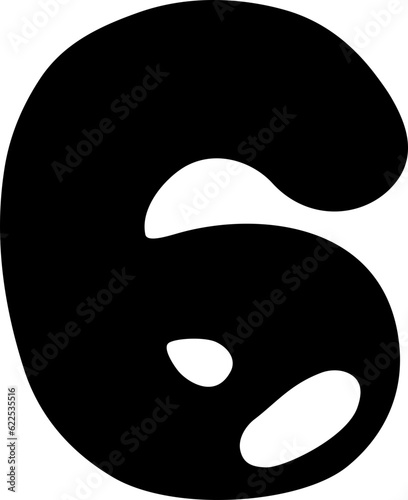 Cute Calligraphy Numbers 6 Vector Design